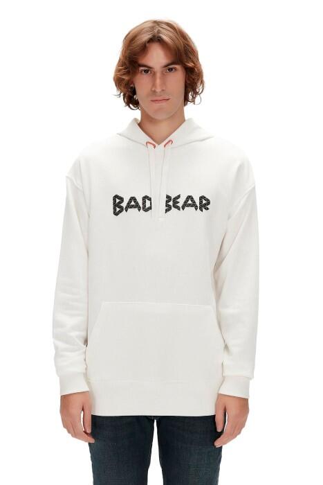 3D Bad Kapüşonlu Erkek SweatShirt - 23.02.12.001 Ekru - 1