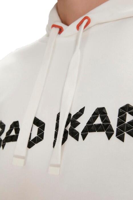 3D Bad Kapüşonlu Erkek SweatShirt - 23.02.12.001 Ekru - 2