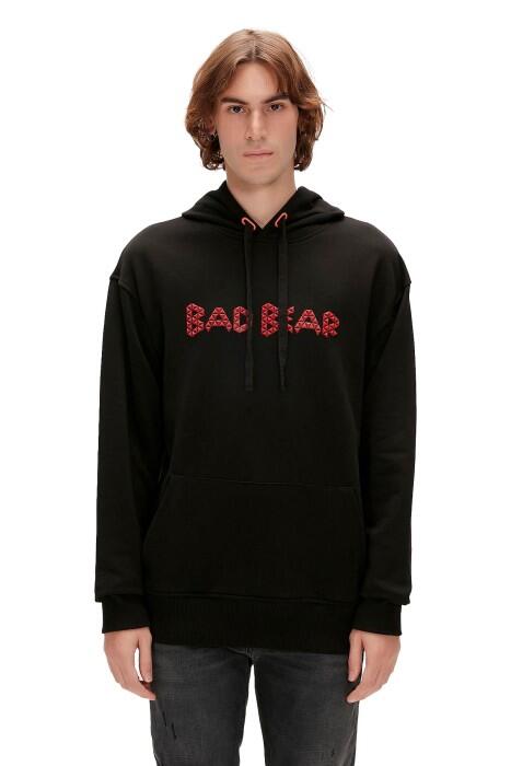 3D Bad Kapüşonlu Erkek SweatShirt - 23.02.12.001 Siyah