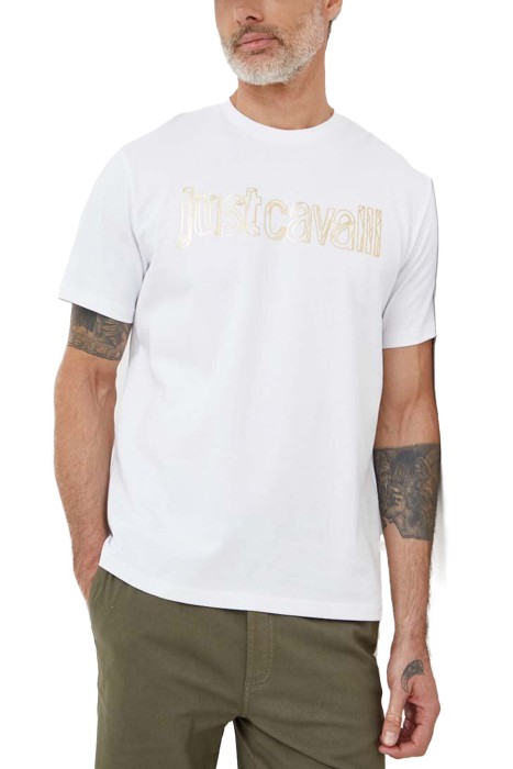 Just Cavalli - 76PM601 R Just Cavalli Gold Erkek T-Shirt - 76OAHG15 Beyaz