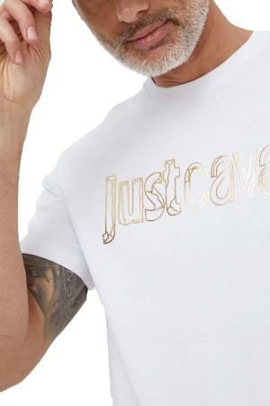 76PM601 R Just Cavalli Gold Erkek T-Shirt - 76OAHG15 Beyaz - Thumbnail