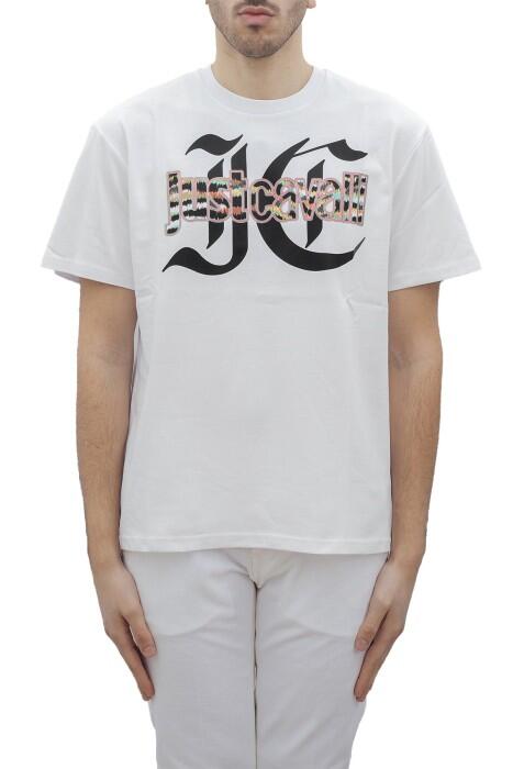 Just Cavalli - 76PM601 R Just Cavalli Logo Tiger Erkek T-Shirt - 76OAHG12 Beyaz