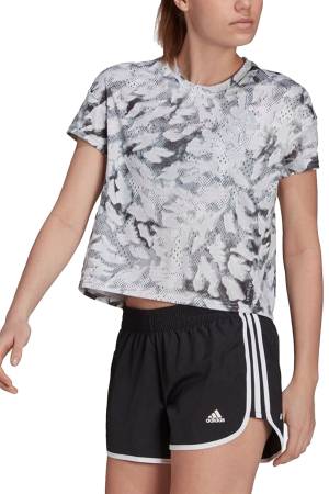 Adidas Primeblue Fast Graphic Kadın T-Shirt - GU3827 Beyaz/Gri - Adidas