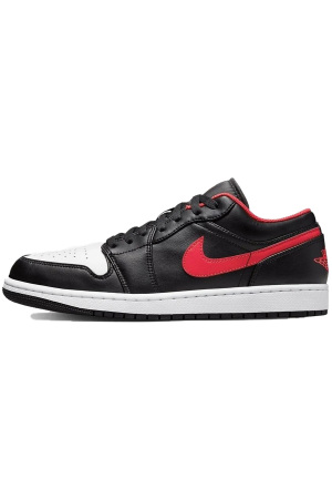 Air Jordon 1 Low Erkek Ayakkabı - 553558 Siyah/Beyaz/Kırmızı - Nike