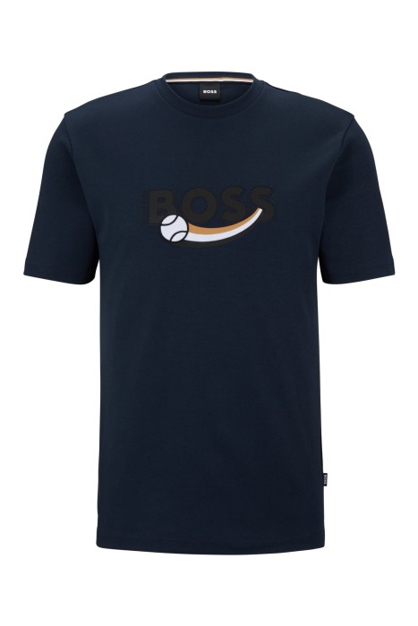 Aplikeli Ve Logo İşlemeli İnterlok Pamuklu Erkek T-Shirt - 50486205 Koyu Mavi