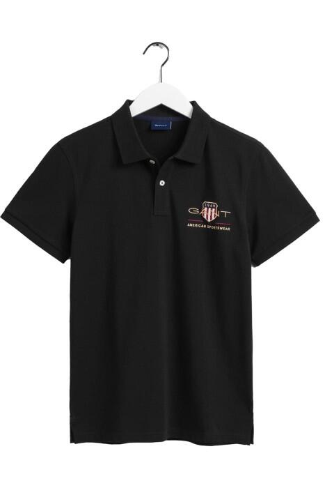 Archive Shield Ss Pique Erkek Polo Yaka T-Shirt - 2002014 Siyah