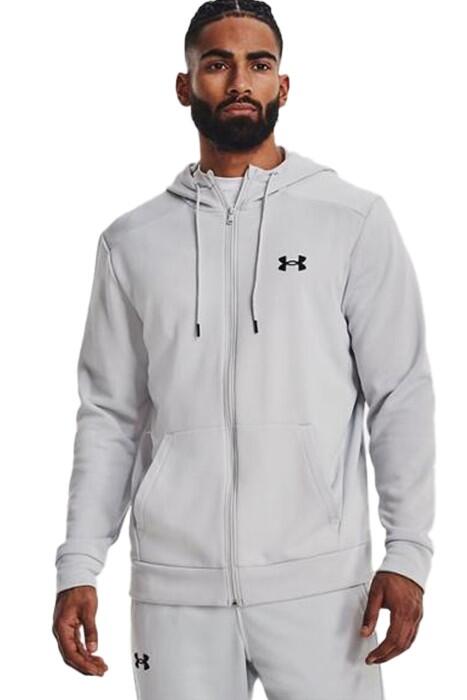 Under Armour - Armour Fleece Fz Hoodie Erkek Tam Boy Fermuarlı SweatShirt - 1373357 Gri