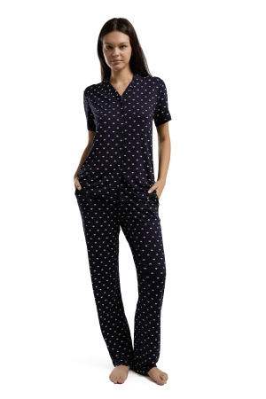 Arnetta Kadın Gömlek Pijama Takımı - AR3226-S Lacivert - 2