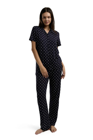 Arnetta Kadın Gömlek Pijama Takımı - AR3226-S Lacivert - 3