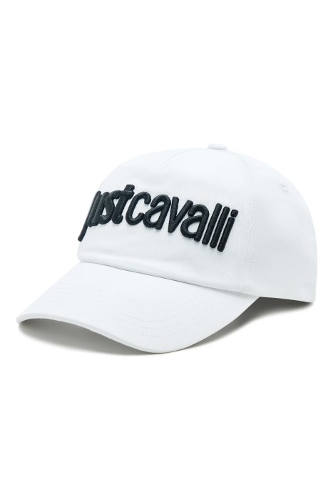 Just Cavalli - Baseball Cap Logo Embroidery 3D Up Erkek Şapka - 76QAZK30 Beyaz/Siyah