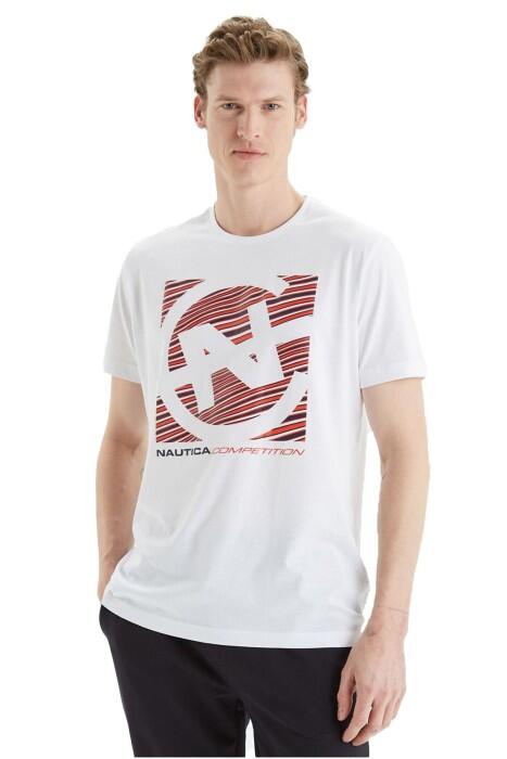 Nautica - Baskılı Erkek T-Shirt - V35409T Beyaz