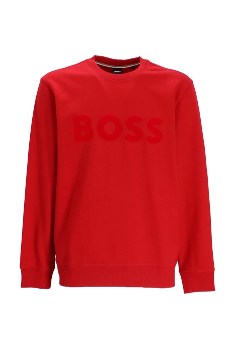 Boss - Baskili Logolu Organik Pamuklu Erkek SweatShirt - 50477309 Kırmızı