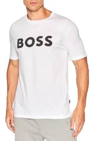 Baskılı Logolu Pamuklu Jarse Erkek T-Shirt - 50481923 Beyaz - Thumbnail