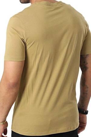 Baskılı Logolu Pamuklu Jarse Erkek T-Shirt - 50481923 Koyu Bej - 2
