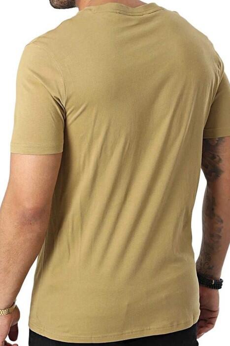 Baskılı Logolu Pamuklu Jarse Erkek T-Shirt - 50481923 Koyu Bej - 2