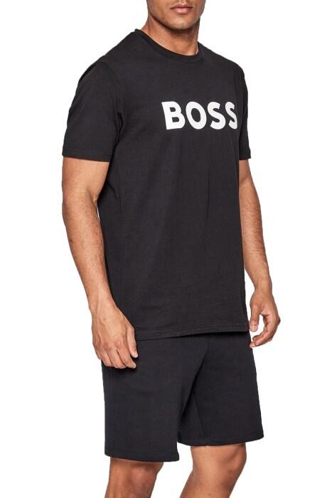 Boss - Baskılı Logolu Pamuklu Jarse Erkek T-Shirt - 50481923 Siyah