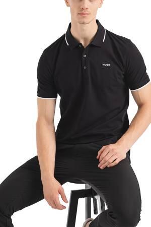 Baskılı Logolu Streç Pamuklu Erkek Polo T-Shirt - 50467344 Siyah - Thumbnail