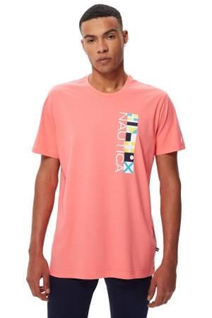 Baskılı Standart Erkek Fit T-Shirt - V35555T Pembe - Thumbnail