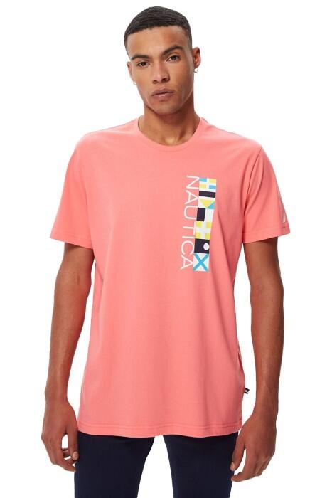 Nautica - Baskılı Standart Erkek Fit T-Shirt - V35555T Pembe