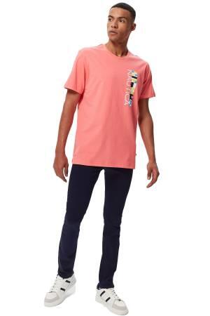 Baskılı Standart Erkek Fit T-Shirt - V35555T Pembe - Thumbnail