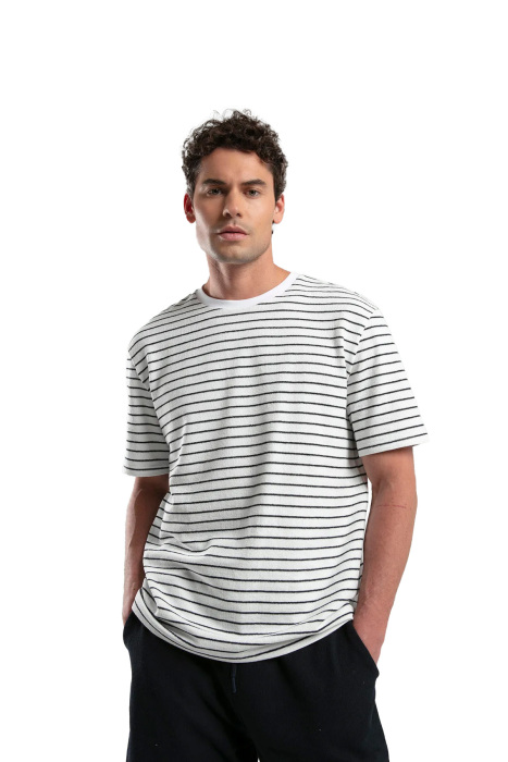 Benmanaj Erkek Bisiklet Yaka T-Shirt - BMY0037 Beyaz - 1