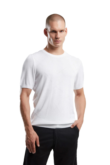 Benmanaj Erkek Triko T-Shirt - BMY0049 Beyaz - 1