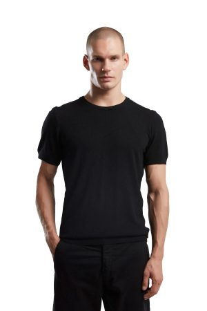 Benmanaj Erkek Triko T-Shirt - BMY0049 Siyah Siyah
