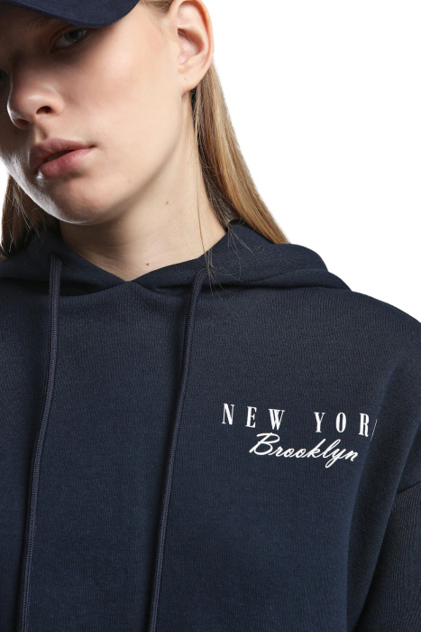 Benmanaj Kadın Kapşonlu SweatShirt - BMK0019 Lacivert - 4