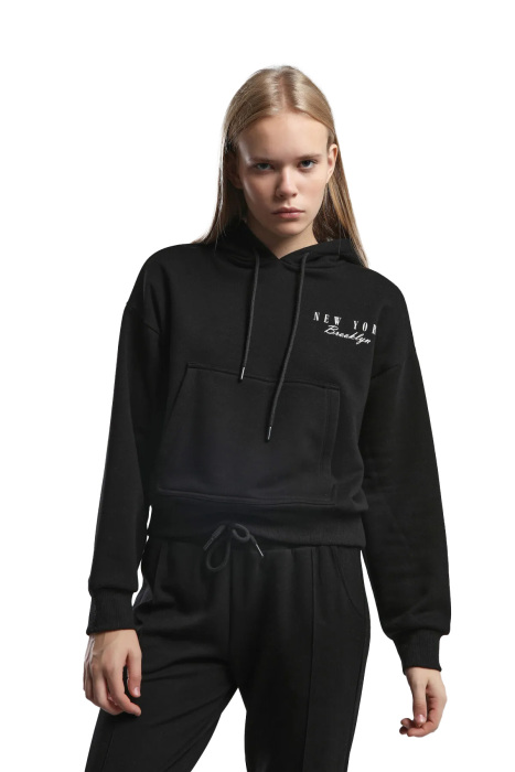 Benmanaj Kadın Kapşonlu SweatShirt - BMK0019 Siyah - 2