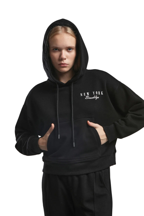 Benmanaj Kadın Kapşonlu SweatShirt - BMK0019 Siyah - 4