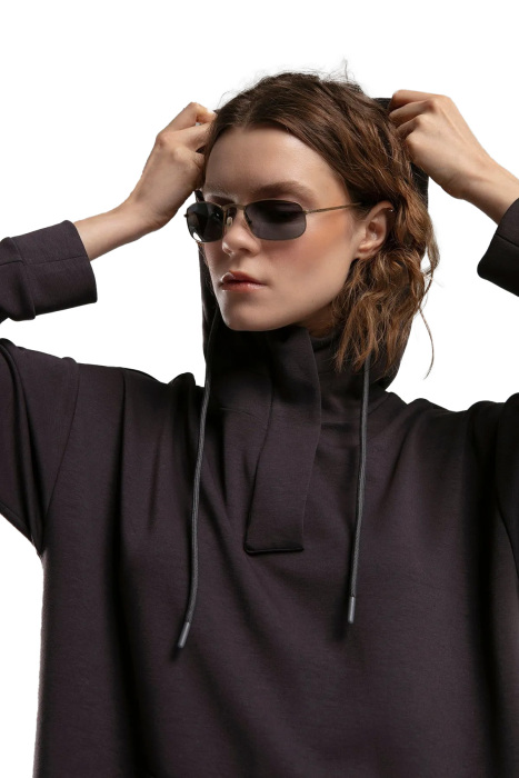 Benmanaj Kadın Kapşonlu SweatShirt - BMY0021 Antrasit - 2