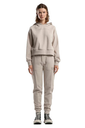 Benmanaj Kadın Kapşonlu SweatShirt - BMY0029 Bej - 1