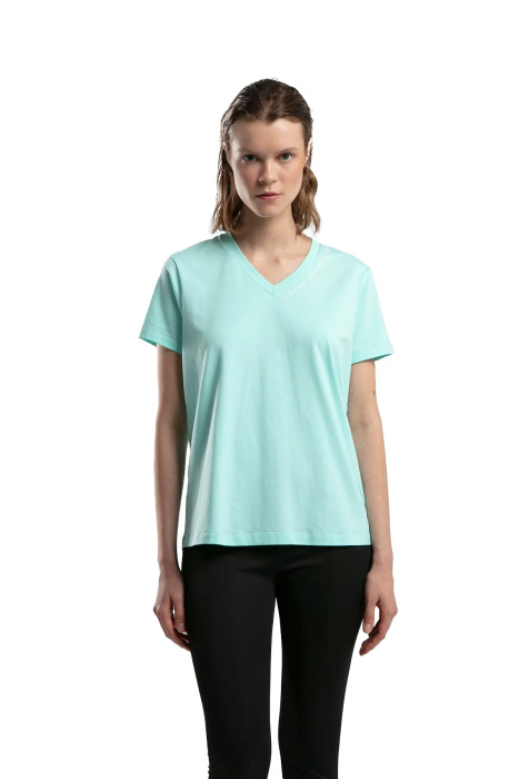 Benmanaj Kadın V Yaka T-Shirt - BMY0011 Mint Yeşili - 1