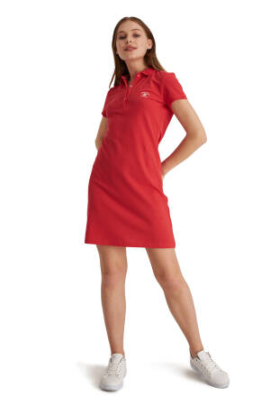 Beverly Hills Polo Club Basic Polo Kadın Elbise - 22SWEO15600201 Kırmızı - Beverly Hills Polo Club