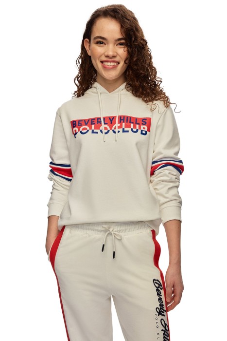 Beverly Hills Polo Club Bloklu Kadın SweatShirt - 22WWFH13352701 Beyaz