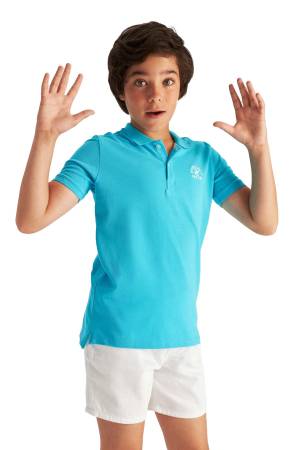 Beverly Hills Polo Club Erkek Çocuk Polo T-Shirt - 22SKEPK6101601 Okyanus Mavi - Thumbnail
