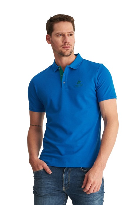 Beverly Hills Polo Club Erkek Kısa Kollu Polo Yaka T-Shirt - 22SMEPK6100001 Saks Mavi