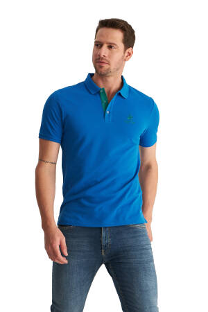 Beverly Hills Polo Club Erkek Kısa Kollu Polo Yaka T-Shirt - 22SMEPK6100001 Saks Mavi - Beverly Hills Polo Club