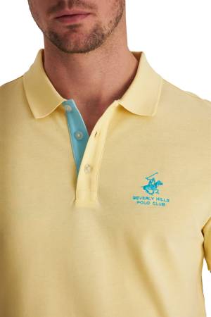 Beverly Hills Polo Club Erkek Kısa Kollu Polo Yaka T-Shirt - 22SMEPK6100001 Sarı - Thumbnail