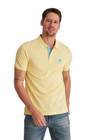 Beverly Hills Polo Club Erkek Kısa Kollu Polo Yaka T-Shirt - 22SMEPK6100001 Sarı - Beverly Hills Polo Club