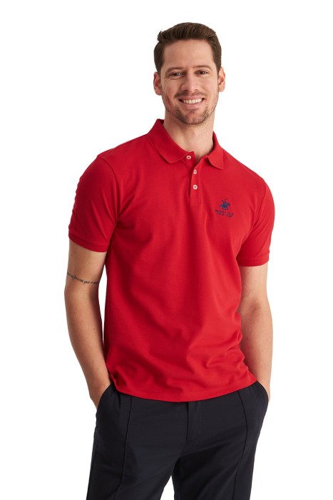 Beverly Hills Polo Club - Beverly Hills Polo Club Erkek Kısa Kollu Polo Yaka T-Shirt - 22SMEPK6100003 Kırmızı