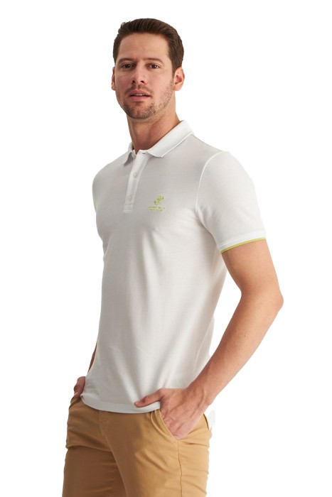 Beverly Hills Polo Club Erkek Kısa Kollu Polo Yaka T-Shirt - 22SMFPK6103101 Beyaz