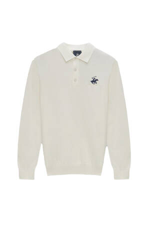 Beverly Hills Polo Club Erkek Polo Yaka Kazak - 22WME009407501 Ekru - Beverly Hills Polo Club