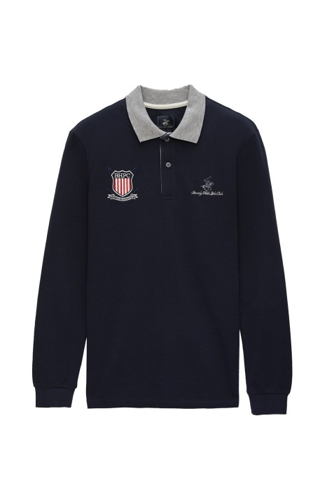 Beverly Hills Polo Club Erkek Polo Yaka Uzun Kollu T-Shirt - 22WMFPU6111301 Lacivert