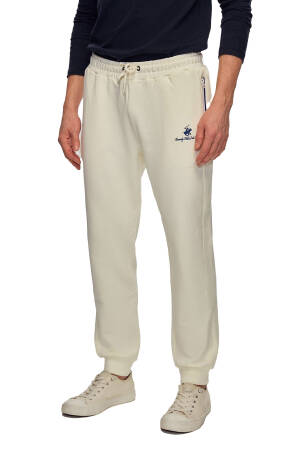 Beverly Hills Polo Club Fermuar Şeritli Erkek Eşofman Altı - 22WMF012507401 Ekru - Beverly Hills Polo Club