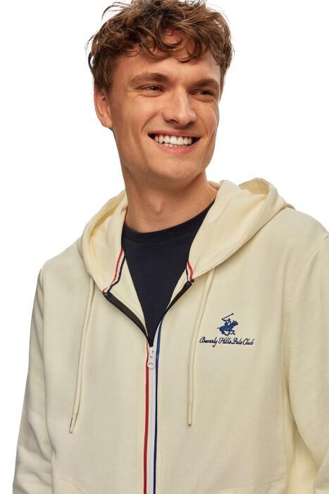 Beverly Hills Polo Club Fermuar Şeritli Erkek Tam Fermuarlı SweatShirt - 22WMF013367101 Ekru - 2