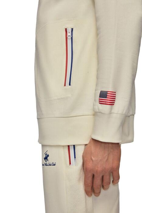 Beverly Hills Polo Club Fermuar Şeritli Erkek Tam Fermuarlı SweatShirt - 22WMF013367101 Ekru - 4