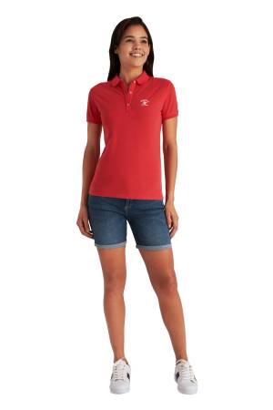 Beverly Hills Polo Club Kadın Polo Yaka T-Shirt - 22SWEPK6102301 Kırmızı - Thumbnail