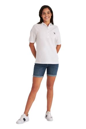Beverly Hills Polo Club Kadın Polo Yaka T-Shirt - 22SWFPK6102501 Beyaz - Thumbnail