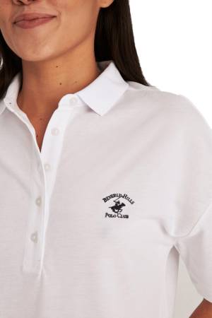 Beverly Hills Polo Club Kadın Polo Yaka T-Shirt - 22SWFPK6102501 Beyaz - 3